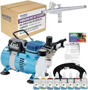 Master Airbrush Airbrushing System Kit with 8 Color Water-Based Face & Body Art Paint Set, Cool Runner II Dual Fan Air Compressor, Pro Gravity Airbrush, Hose - Washable Temporary Tattoo, How To Guide