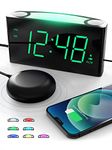 ROCAM Alarm Clocks Bedside for Heavy Sleepers/Deaf/Hard of Hearing, Vibrating Loud Alarm Clock with 7 Colorful Night Light, Digital Clock for Bedroom, Night Light Clock for Kids/Teenagers