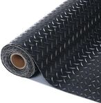 AUTORIFIC 7.5 x 20 FT Garage Floor Mat - 2.4mm Diamond Plate PVC Roll for Under Car Parking, RV Trailer Flooring. Water/Stain Resistant, Perfect for Garage, Shed, and More.Black.