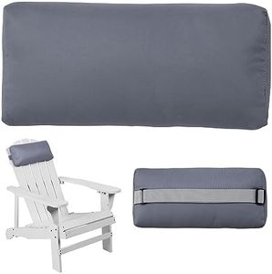 Rasugarlary Headrest Pillow for Patio Chaise Lounge Chair, Outdoor Chaise Pillows with Adjustable Elastic Stripe Head Resting Pillows for Recliner Office Chair, Dark Gray