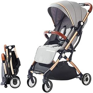 SONARIN Lightweight Stroller,Compact Travel Buggy,One Hand Foldable,Five-Point Harness,Upgraded Wheels,Great for Airplane(Grey)