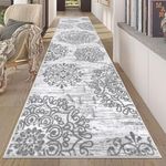 HEBE Boho Runner Rugs for Hallway Non Slip Hallway Runner Rug Washable Soft Bedroom Runner Rug Distressed Area Rugs Low Pile Bohemian Floor Carpet Runner for Hallway Entryway Kitchen, 2'8''x12'