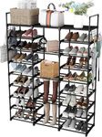 Shoes Rack, 9 Tiers Shoe Storage Organizer with Hooks, Metal Shoe Shelf Stackable Long Shoe Shelf for Hallway Entryway, Closet, Garage, Bedroom, Cloakroom,Fit 50-55 Pairs Shoes