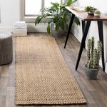 Hauteloom Herndon Sea Grass Jute Runner Rug - Natural Fiber Long Carpet - Natural Farmhouse Look - Rattan Wicker Look Carpet - Brown - 2'6" x 8'