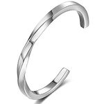 Gleamart Silver Stainless Steel Nordic Bracelet Amulet Talisman Bracelet Mobius Open Cuff Bangle for Women Men