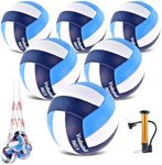 ELKCIP 6 Pack Volleyballs Official Size 5, Soft Bulk Recreational Volley Balls with Pump and Net Bag for Indoor Outdoor Beach Pool Water Sand Game Training Match for Beginner Women, Navy Blue