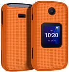 Case for Alcatel Go Flip 4 / TCL Flip Pro Phone, Nakedcellphone Slim Hard Shell Protector Cover with Grid Texture - Bright Orange