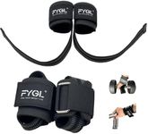 FYGL Lifting-Straps - Neoprene Padded Wrist-Wraps with Nylon Dura Grip Gym-Straps for Weightlifting, Powerlifting, Deadlift & Strength Training, Black with Square Buckle