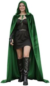 HOMELEX Black Witch Velvet Cloak Halloween Hooded Cape Queen King Robe Outfit Renaissance Medieval Costume