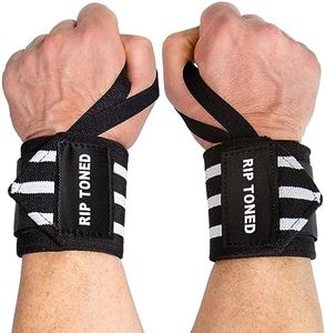 Rip Toned Wrist Wraps for Weightlifting – USPA & USAPL Approved – Stiff or Flex – 18" Gym Wrist Straps with Thumb Loop – Reliable Support for Men & Women – Black White Flex