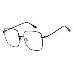 BAODAREN Blue Light Blocking Glasses Oversized Square Frame Women/Men Anti Eyestrain Computer Eyeglasses L3000A (Black Metal Frame)