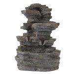 Pure Garden Tabletop Water Fountain with Cascading Rock and LED Lights - Tiered Stone (Office Patio and Home DÃcor)