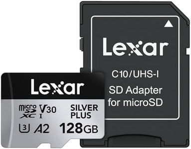 Lexar 128GB Professional Silver Plus microSDXC Memory Card w/SD Adapter, UHS-I, C10, U3, V30, Full-HD & 4K Video, Up to 205/150 MB/s Read/Write, for Videographers, Gamers (LMSSIPL128G-BNANU)