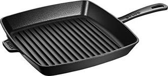 STAUB 1003305 Cast Iron Square American Grill Pan, 26 x 26 cm, Black