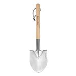 Berry&Bird Short Hand Shovel, 19.8’’ Digging Trowel for Gardening with Wood Handle Stainless Steel Round Point Spade Shovel with Serrated for Cutting, Transplanting & Weeding