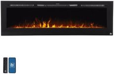 Touchstone Smart Electric Fireplace-The Sideline 72" Wide-in Wall Recessed - 30 Realistic Ember Color/Flame Options - 1,500W Heater w/Thermostat - Log & Crystal Hearth Options - Alexa/WiFi Enabled
