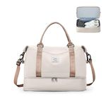 for Ryanair Airlines Underseat Cabin Bag 40X20X25 Weekend Overnight Bags for Women Carry on Bag Holdall Travel Duffel Bag Sport Duffel Bag with Wet Bag Gym Tote Bag Mum Hospital Bag,F10-Beige-brown