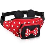 Cute Fanny Pack for Travel Disney Fanny Pack Women Waist Pack Teen Girls Minnie Mouse Belt Bag Cartoon Fanny Pack Hiking Bum Bags Outdoor Waist Bag with Mouse Ears Red