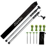 V-Garden Pro Telescoping Tarp Poles - Set of 2, Canopy Adjustable Aluminum Rods, Portable, Lightweight for Tent Fly, Awning, Outdoor Camping, Hiking, Backpacking, Rainfly, Sun Shelter, Fre