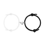 Aucuu Couple Magnetic Bracelets, 1/2 Pairs Matching Bracelet Adjustable Handmade Cord Bracelet, Love Heart Bell Bracelets Gift for Couple Boyfriend Girlfriend Lovers