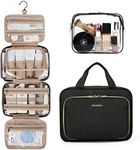 Toiletry Bag, Bagsmart Hanging Travel Makeup Organizer with TSA Approved, Transparent Cosmetic Bag Makeup Bag for Full Sized Toiletries