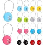 GANGBARU 16 Pack 3 Digit Combination Lock Mini Wire Rope Locker Lock Multi-Color Number Waterproof Luggage Locks with Code Travel Padlocks for Gym School Locker Backpacks Suitcase Toolbox Storage