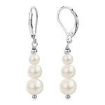 Sterling Silver Freshwater Cultured Pearl Earrings Size 4-8mm Dangle Leverback Earring for Women