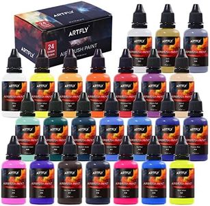 ARTFLY Peinture Acrylique Set 24 Couleurs/30ml Pour Aérographe Airbrush Paint Comprenant Couleurs Métalliques et Néons, Prete A L'emploie Non Toxique pour Métal, Modèles, Papier