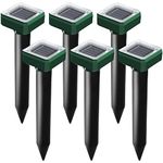 USKICH Solar Powered 6 Pack Solar Mole Repellent Ultrasonic for Vole, Snakes, Gopher, Waterproof Sonic Mole Deterrent Spikes,Snake Gopher Vole Repellent for Garden and Yard
