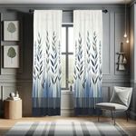 Ambesonne Botanical Curtains, Minimal Watercolor Leaves on Minimal Geometric Shapes in Cold Colors, Window Treatments 2 Panel Set for Living Room Bedroom, Pair of - 28" x 84", Grey Teal Slate Blue