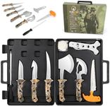 Kalkal 8 Pieces Hunting Knives Sharp Hunting Knife Set, Full Tang Handle Hunting Field Dressing Kit for Deer Hunting Season Camping Survival, Perfect Hunting Gifts for Hunter