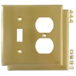 Rio Salto STANDARD SIZE Metal Gold Combination Toggle Switch and Duplex Receptacle Metal Wall Plate Outlet Cover or Light Switch Cover Wallplate 2-Gang Brushed Brass Combo Toggle/Duplex (2-Pack)