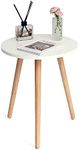 AWASEN Round Side/ End Table, Accent Nightstand Modern for Living Room Bedroom Office Small Spaces, 16''D x 19.5''H (White)