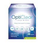 Opticlear Lens Wipes - Cleaning Wipes for Eyeglasses, Smartphones, Tablets, Laptops, TV, Cameras, Screens & Optical Devices - Smear-Free, Quick Drying, Anti-Fog, Safe for Coatings - 26 Count, 6-Pack