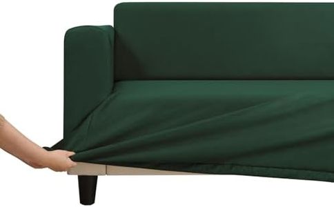 Sherwood Home Premium Faux Suede Fitted 2 Seater Couch Sofa Cover Protector Slipcover Home Chair Covers - Eden Green, Elastic and Stretchy, Eco-Friendly, Anti-Slip