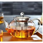 ZELOVI 1-Pieces Classic Glass Tea Pot with Stainless Steel Filter & Lid (1000 Ml) Tea Kettle for Stovetop, Tea Pot Can Be Used with Teapot Warmer,