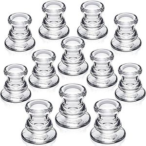 NITIME Candlestick Holders Bulk - 12PCS Taper Candle Holders for Table Centerpiece - Thick Glass Candle Holders for Wedding, Party and Festival Decoration