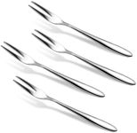 KALIONE 4 Packs Stainless Steel Forks Set, 2 Prong Cocktail Forks Appetizer Forks Multi-Purpose Seafood Forks Table Dinner Fruit Forks Small Cocktail Dessert Tasting Forks for Party Daily Use(Silver)