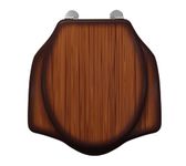 Adshank Toilet Seat Cover | Anglo Indian design | Teakwood effect | Non-Soft Close Hinges | Model : AI 77041E 020 PBn - with factory fitted Hinges and Seat fixing Hardware included.