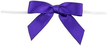 Reliant Ribbon 5171-28603-2X1 Satin Twist Tie Bows - Small Bows, 5/8 Inch X 100 Pieces, Purple Haze