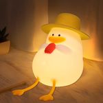 Hinittey Cute Duck Night Light,LED Duck Lamp for Kids Silicone Duck Light Night Light Rechargeable Bedside Lamp 30 Minutes Timer & Tap Control Birthday Gift for Kids Girls Boys Bedroom Decor