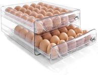 HANSGO Egg Container for Refrigerator, Stackable Egg Tray 60 Egg Holder for Fridge Clear Egg Drawer with Time Scale Egg Storage Container