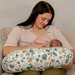 haakaa Nursing Pillow, Ergonomic Nursing Essentials for Bottle and Breastfeeding, Breastfeeding Pillows with Removable Pillow Cover, Soft & Breathable Fabric Fill, Machine Washable, Verdant Garden