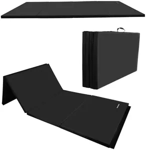 BalanceFrom 4-Panel Folding Gymnastics Mat w/Built-In Handles, 6ft x 4ft - 2in Thick Vinyl Padding for Yoga, Aerobics, Pilates & Martial Arts, Non-Slip Surface & Velcro for Expansion