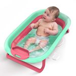 StarAndDaisy Bath Tub for Baby 0-3 Years/Foldable Bathtub for Kids with Space Saving, Newborn Baby Folding Bathing Tub Girls & Boys with Soap Tray, Easy to Store (BT-Green_Red)