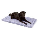 PELZIN Stoutwool Chew Proof Dog Bed - Fluffy Chew Resistant Dog Crate Pad - Tough Kennel Pad for Aggressive Chewers - Washable, Ideal for Large Breeds & Fits L 109cm Crate - 104x69x5cm, Jacaranda