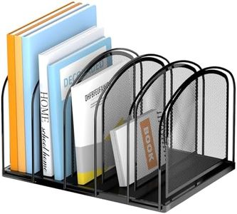 SUPEASY File Organizer for Desk, 5-Section Vertical Desk File Organizer, Mesh Desktop Organizer File Sorter, File Folder Organizer for Office Supplies, Black