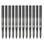 Pilot Hi-Tecpoint V7 0.7mm Fine Point Pure Liquid Ink Roller Ball Pen | Black Ink, Pack Of 12