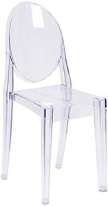 Flash Furniture Cheryl Indoor/Outdoor Ghost Accent and Dining Chair with Contoured Seat, Stackable Transparent Restaurant Chair, Transparent Crystal