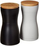 AdHoc Twin Salt and Pepper Mill Gift Set - Adjustable Salt & Peppercorn Grinder - Screw-On Lid in Upside-Down Design - White/Black, 5.5"